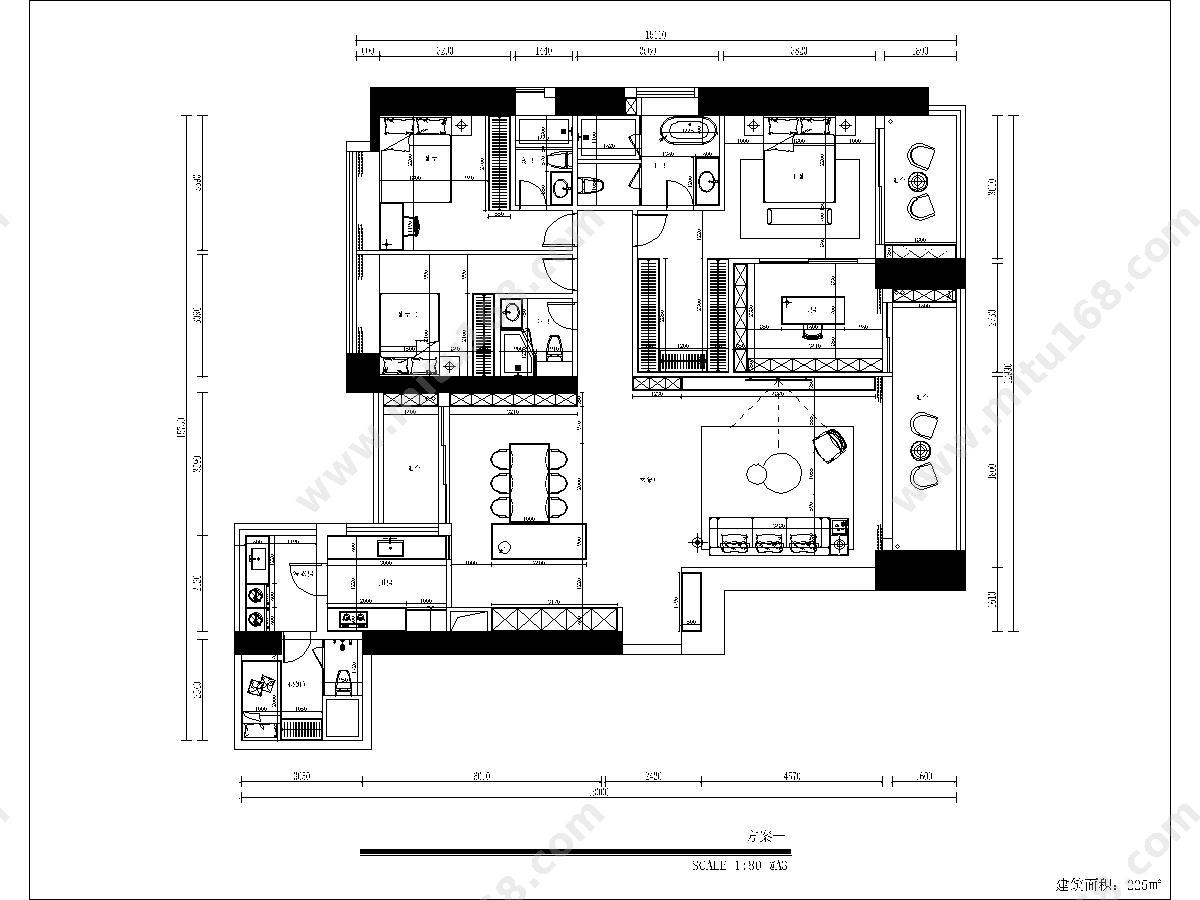金地环湾城1栋4单元01-02户型(27层以下)(镜像)